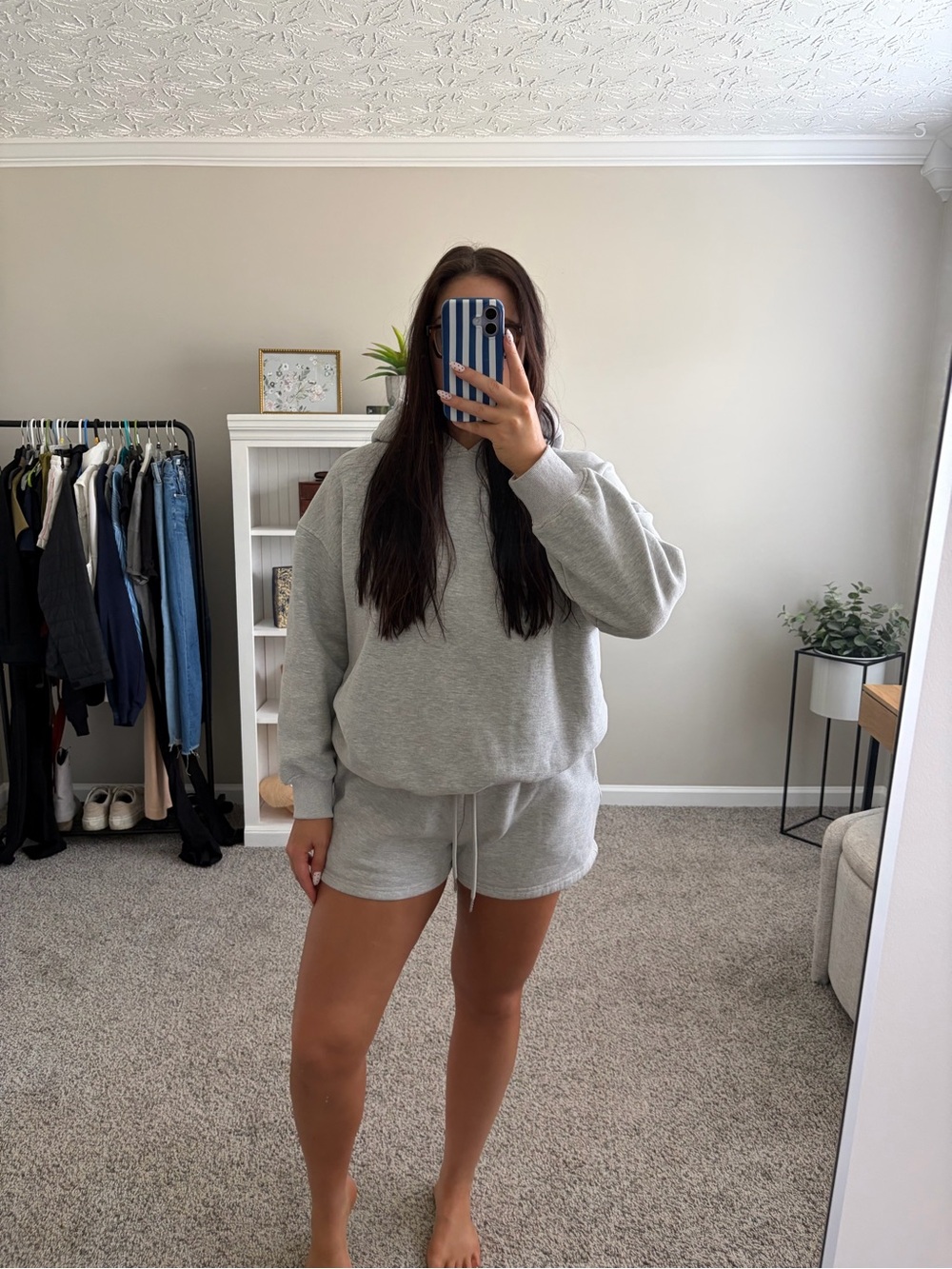 Cozy Women's Grey Sweatshirt & Shorts Lounge Set